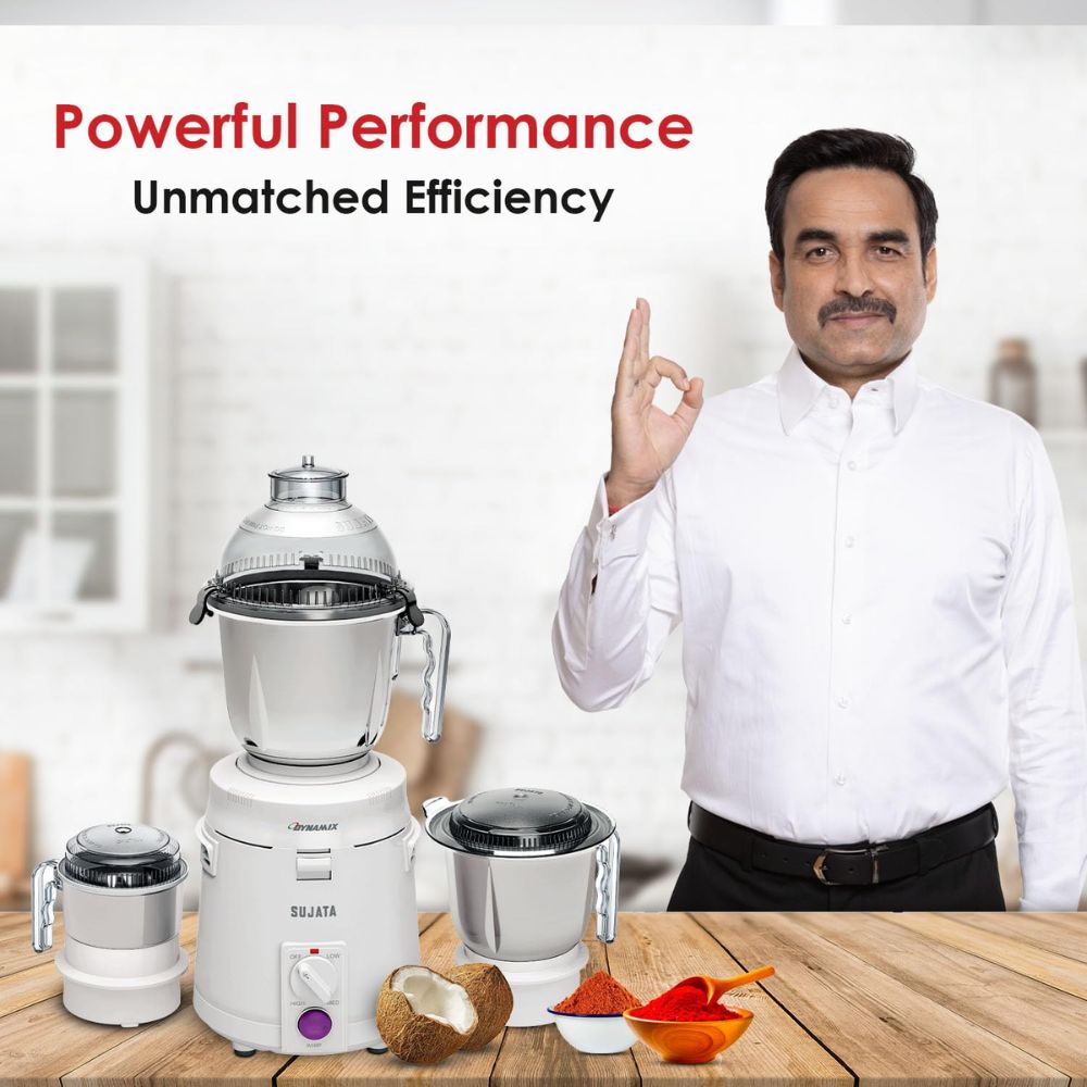 Sujata 900 Watts Stainless Steel, Mixer Grinder, 3 Versatile Jars (MG DYNAMIX, White)