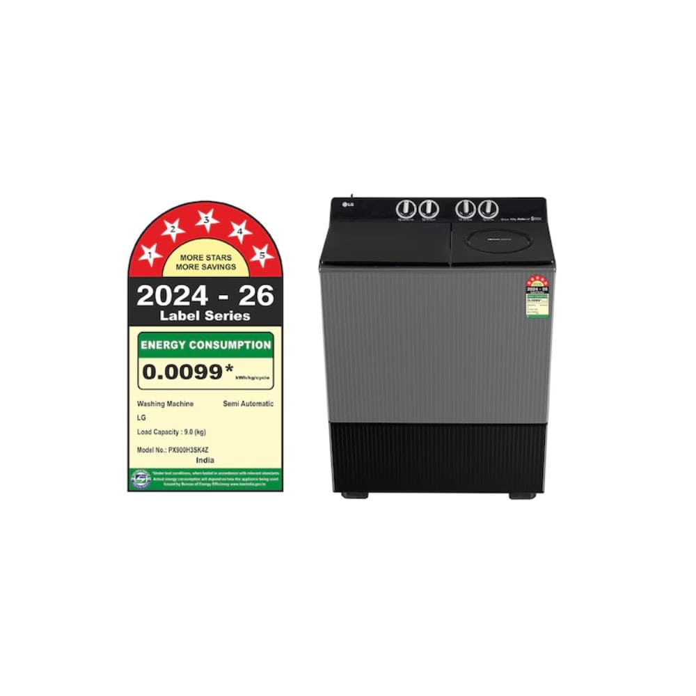 LG 9 Kg 5 Star Semi-Automatic Top Load Washing Machine (PX900H3SK4Z,Middle Black)