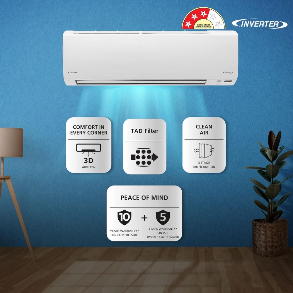 Daikin 1.5 ton 3 Inverter Split Air Conditioner (ATKL50UV16VA,)