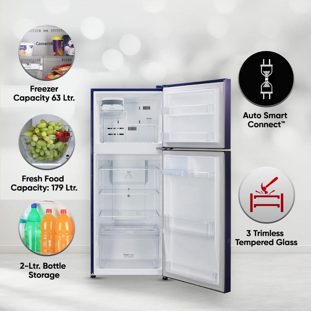 LG 242 Ltrs 2 Star, Inverter Frost Free, Double Door Refrigerator (GL-N292BBCY)