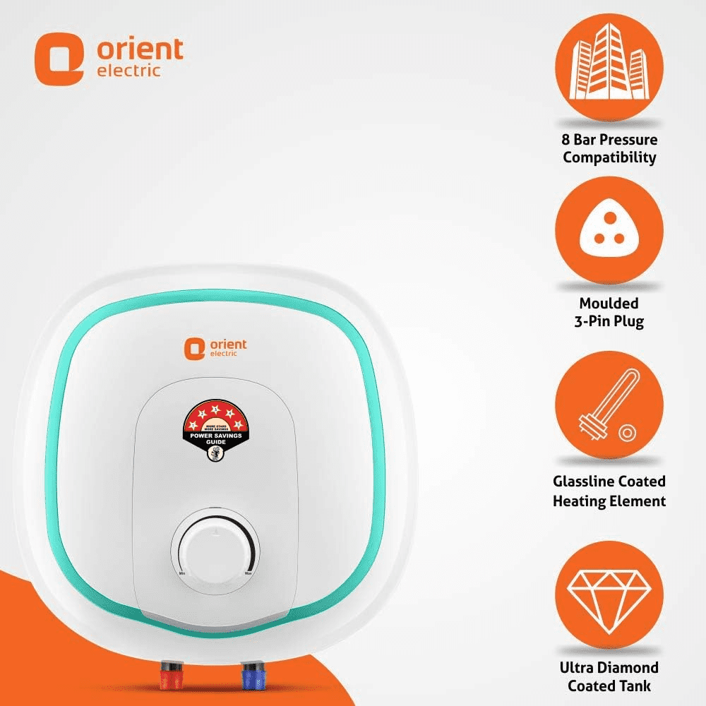 Orient Electric 15 Ltrs Vertical Storage, 5 Star Water Heater Geyser (Aquator15 Iot, White)