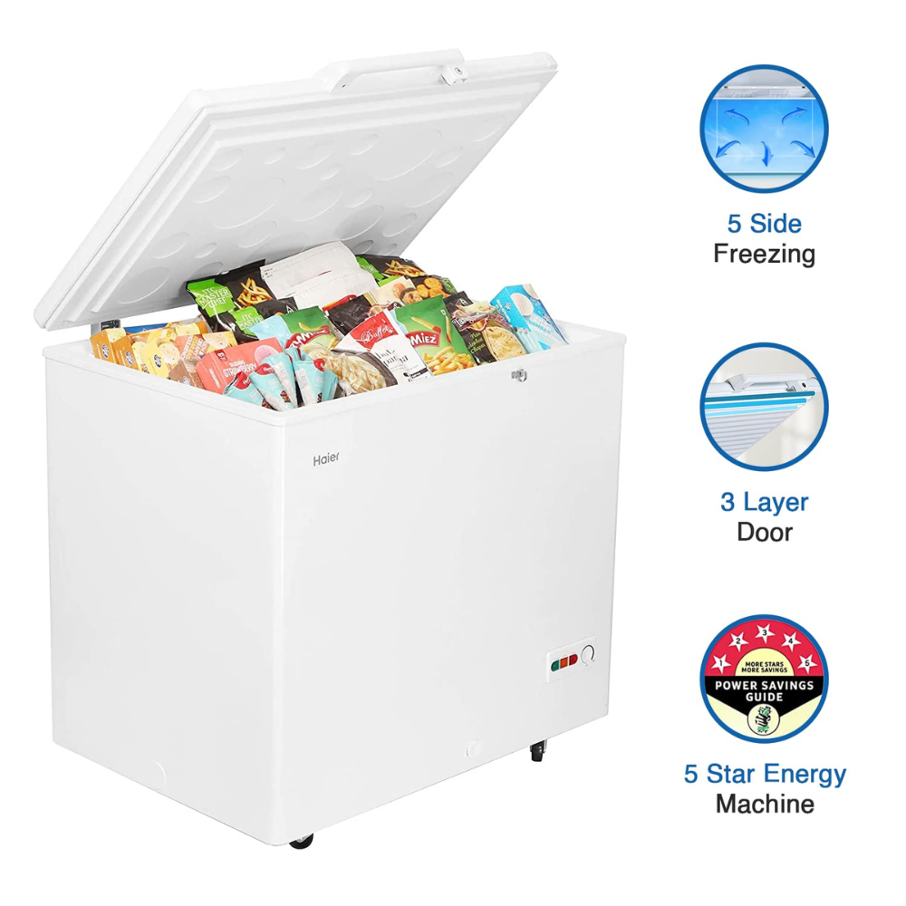 Haier HFC-230SM5, 218 Ltrs Top chest Single Door Convertible Deep Freezer, White