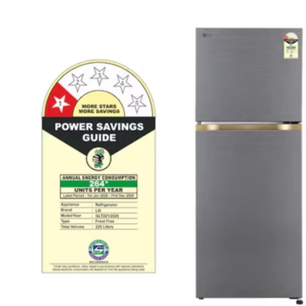 LG 225 Ltrs, 1 Star Auto Smart Inverter Double Door Refrigerator (GLT2216WYDS, Dazzle Steel)