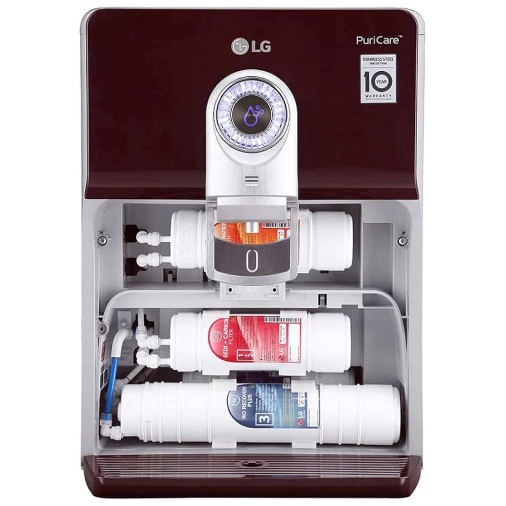 LG WW184EPC, 8 Litres RO+UV  Multi Stage RO Filtration Water Purifier, Maroon+printed