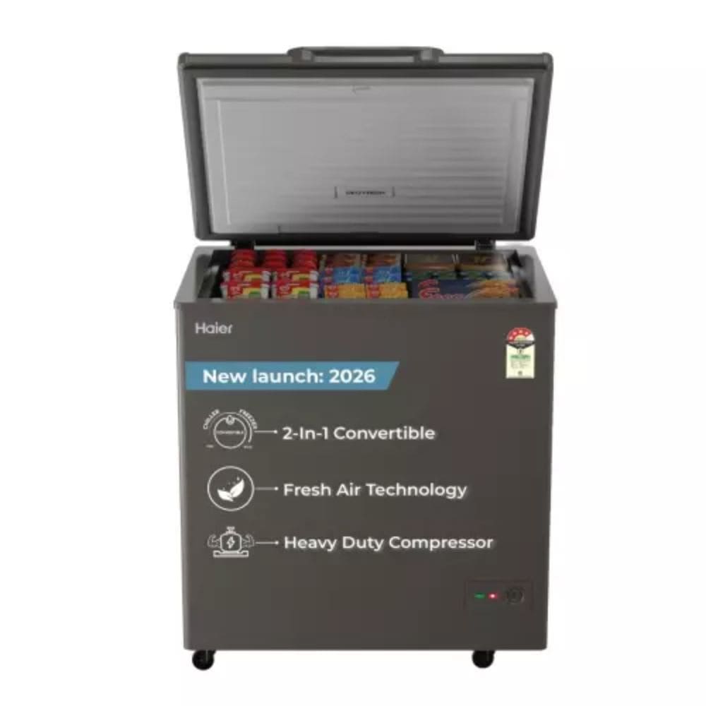 Haier HFC-235SET4, 235 Ltrs 4 Star Single Door Hard Top Convertible Deep Freezer, Titanium Grey