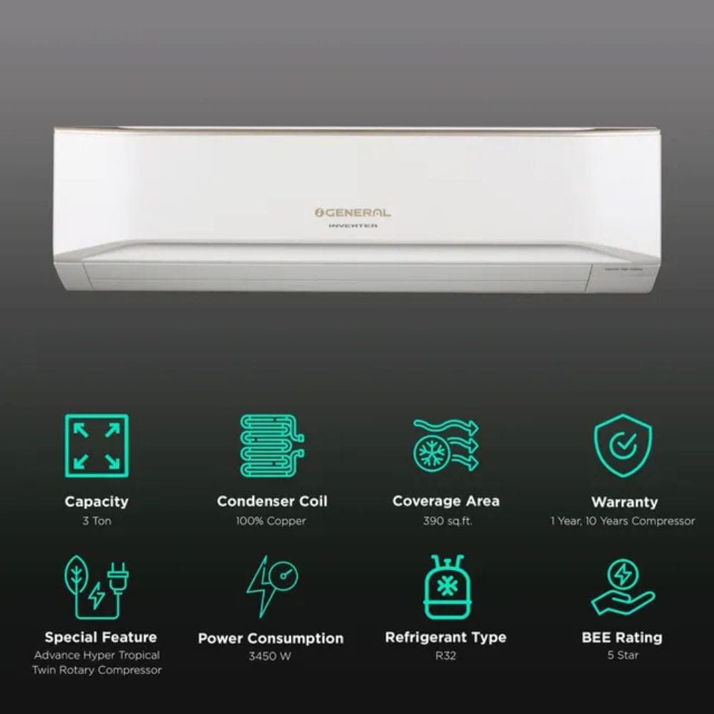 O-General 3.0 ton 4 Star Inverter Split Air Conditioner (ASGG36CETB)