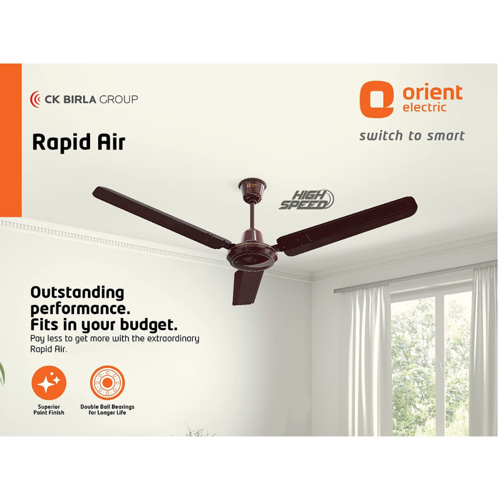Orient Electric Rapid Air, 1200mm 3 Blade Electroplated Decorative Ceiling Fan