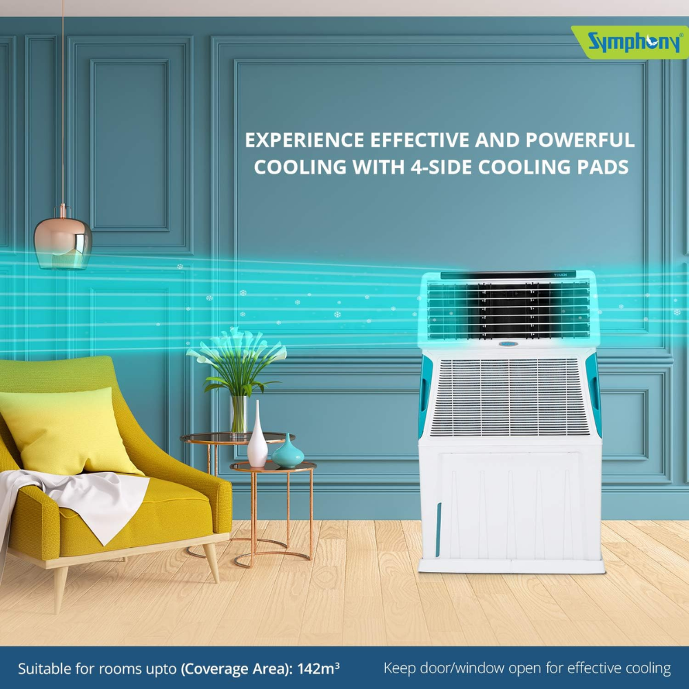Symphony 55Ltrs Personal Air Cooler with 4-Side Aspen Pads (Touch55l)