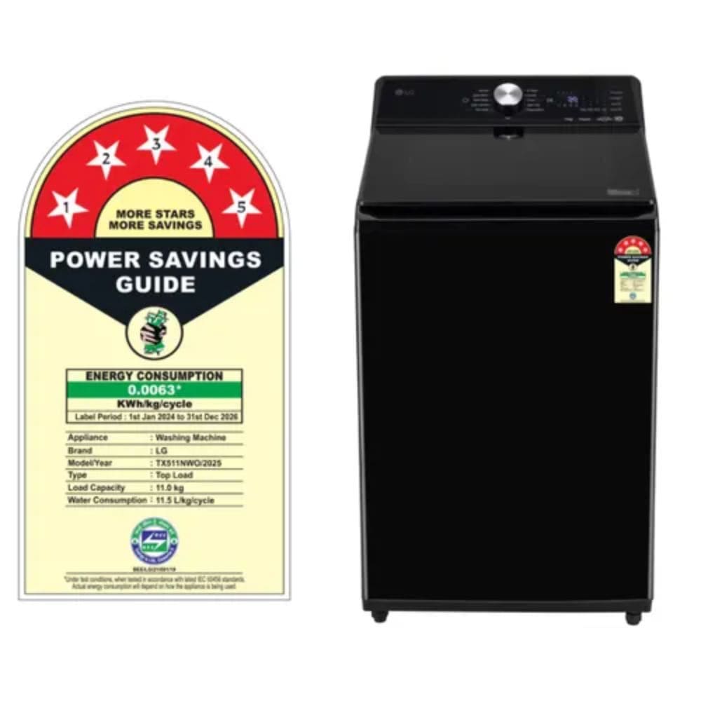 LG 10 Kg 5 Star Fully-Automatic Top Load Washing Machine (TX510SWO,Black)