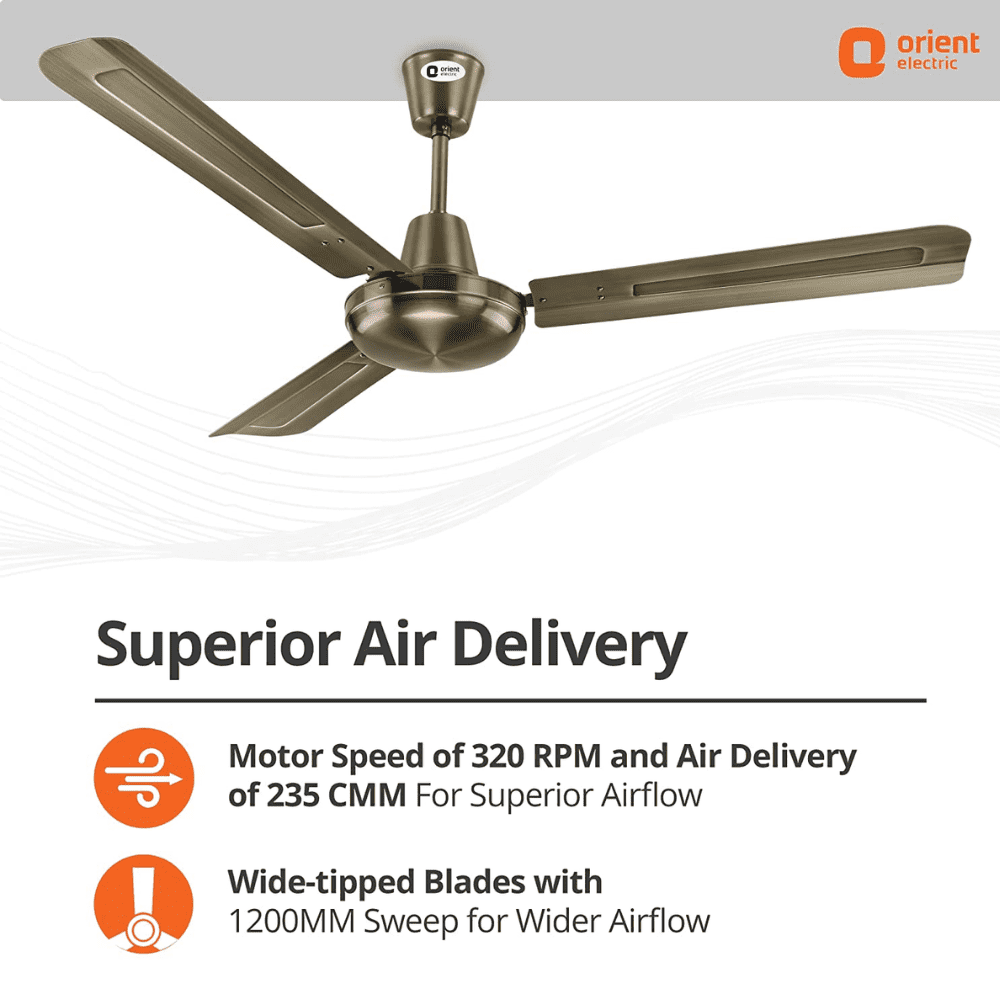 Orient Quasar, 1200mm 3 Blade Electroplated Decorative Ceiling Fan