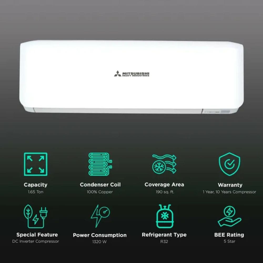 Mitsubishi Heavy Duty 1.6 ton 5 Star Inverter Split Air Conditioner (SRK18YXS2-W6)
