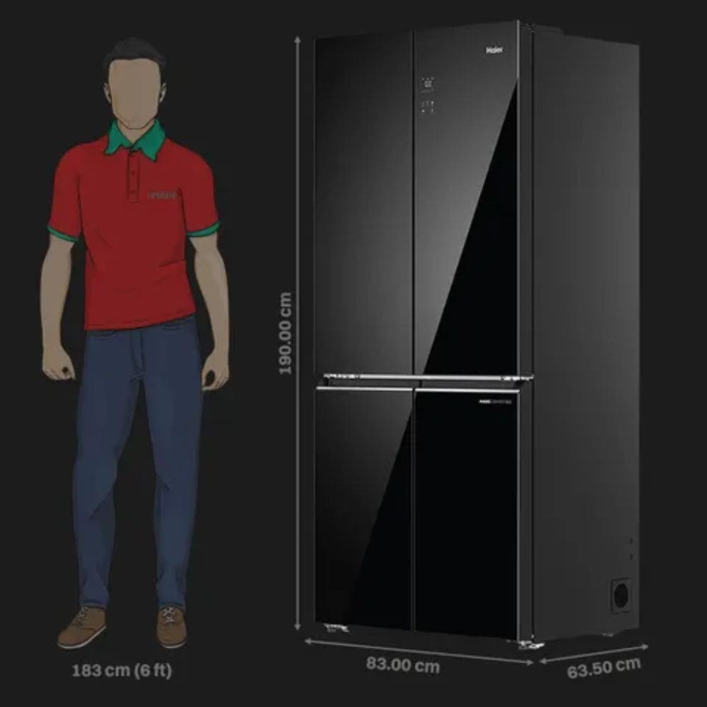 Haier 520 Ltrs, 3 Star Frost Free Side by Side Convertible Refrigerator (HRB 600KGU1, Black Glass)