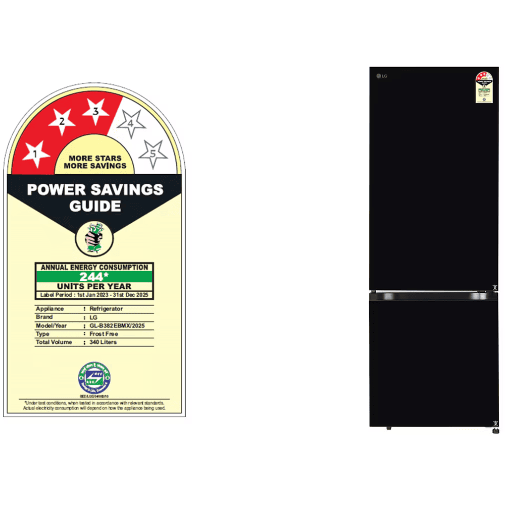 LG 322 Ltrs 3 Star, Inverter Frost Free, Double Door Refrigerator (GL-B382EBMX)