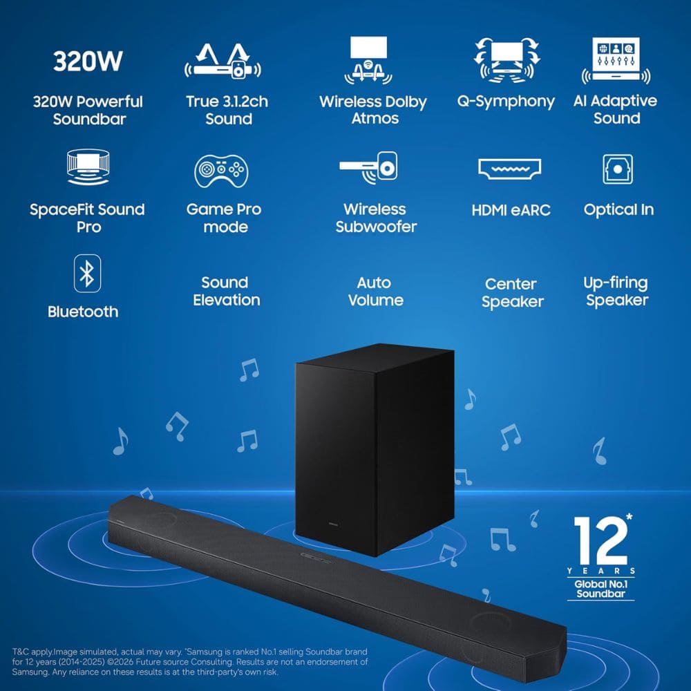 Samsung Wireless Dolby Atmos True with HDTV Screen Cleaner Kit Soundbar (HW-Q990C,11.1.4channel)