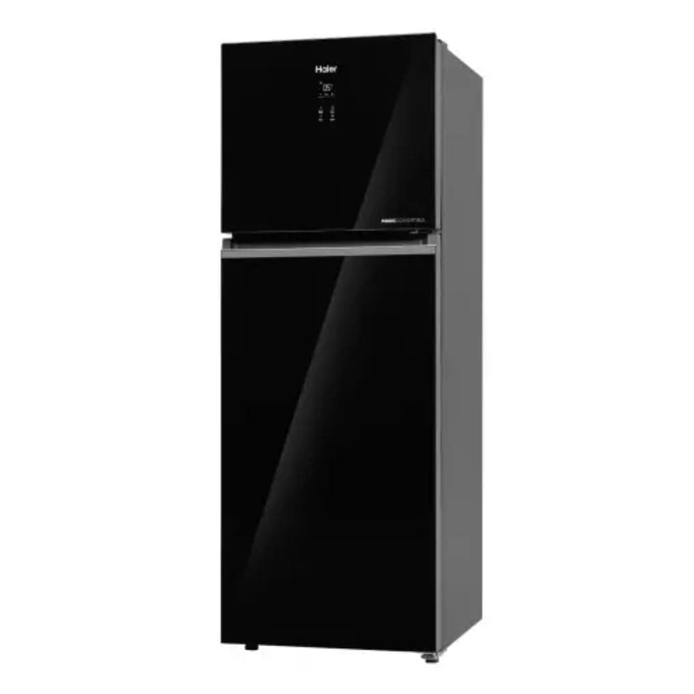 Haier 358 Ltrs, 2 Star Frost Free Double Door Refrigerator (HRF 4082PLKGA P, Black Glass)