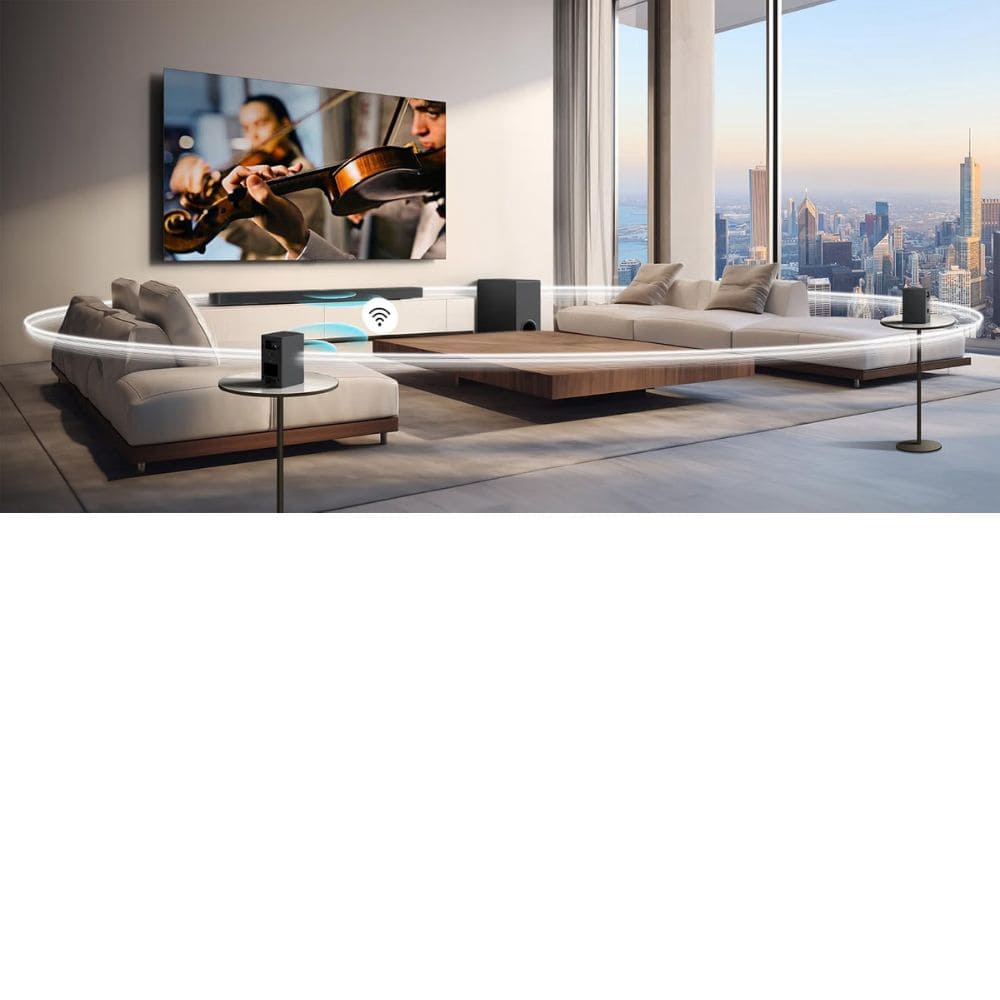 LG 100 Watts Wireless Rear Surround Speakers for SG10TY, S/SQ70TY, & S77TY Soundbar (SPT8-S, 2.0 Channel)