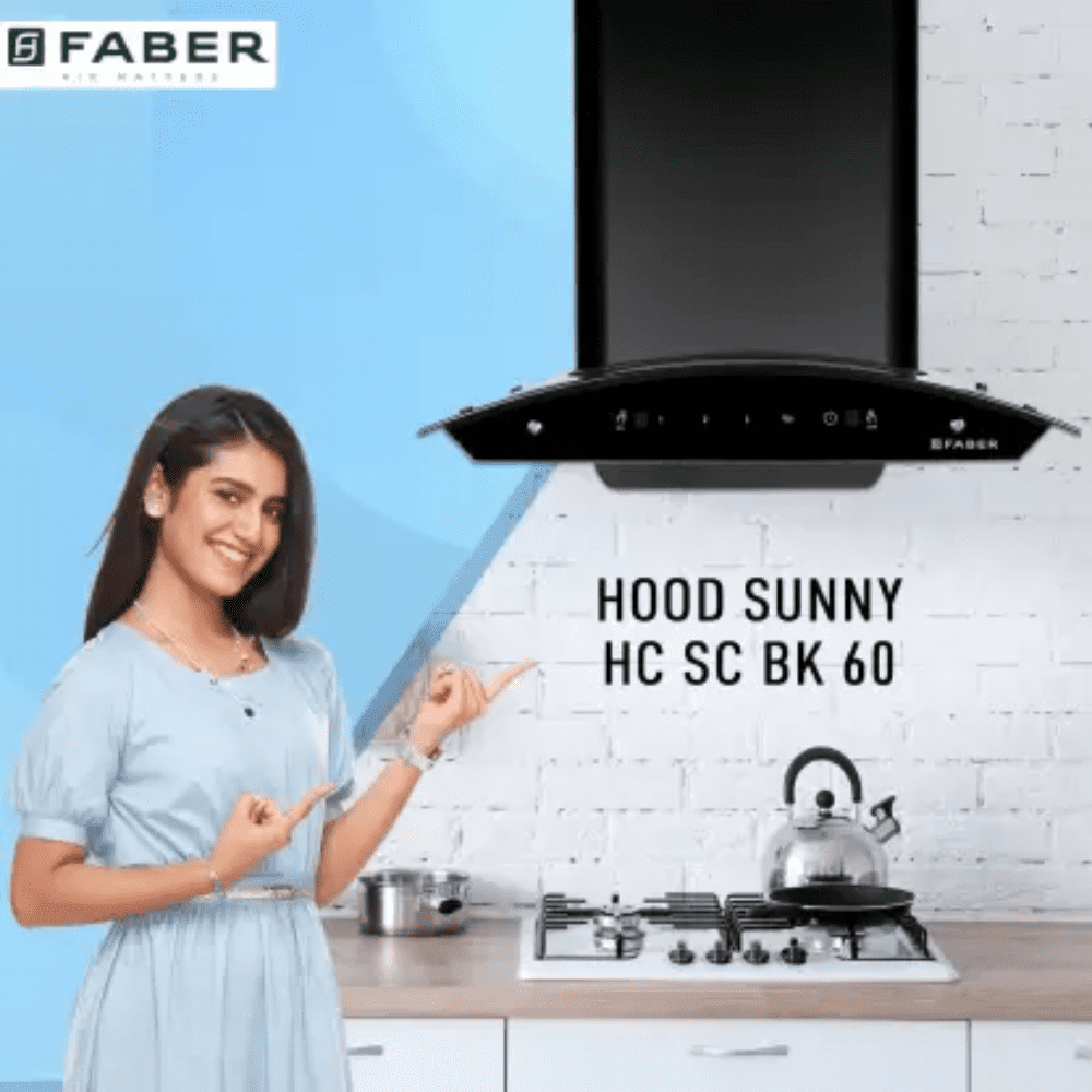 Faber HOOD SUNNY HC SC BK, 60 cm 1200 m3/hr Auto Clean Wall Mounted Kitchen Chimney (Black)