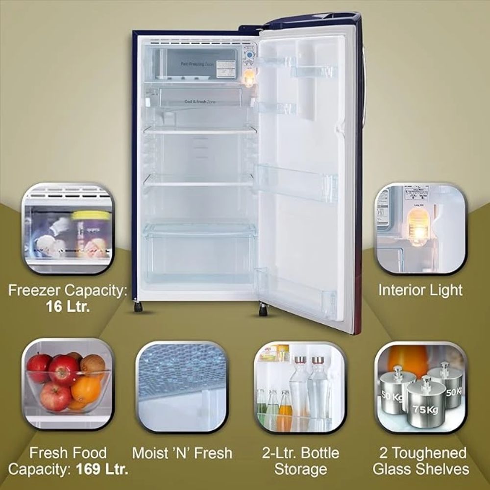 LG 185 Ltrs 3 Star Inverter Direct Cool Single Door Refrigerator(GL-B201ABHD, Scarlet Harmony)