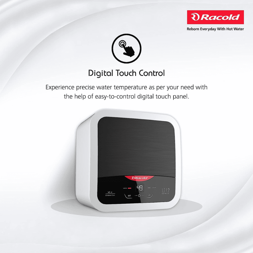 Racold 15 Ltrs Vertical Storage, 5 Star Water Heater Geyser (OMNIS 15 DG 2KW B, Black & White)