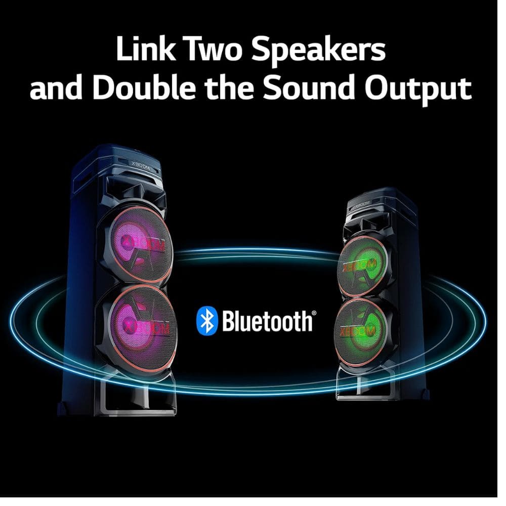 LG Karaoke Bluetooth with1 Mic + 1 Guitar Input, Wireless Party Link Soundbar (XBOOM RNC9, 3.1 Channel)