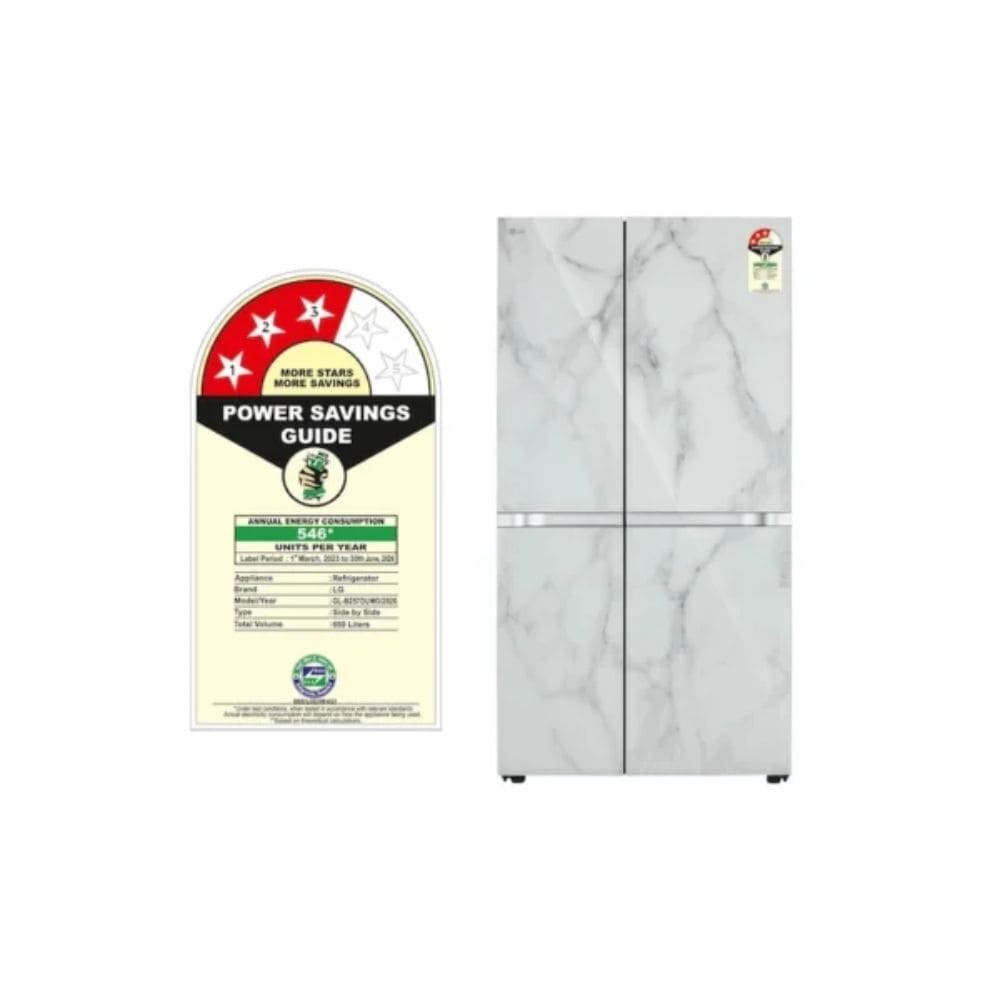 LG 650 Litres 3 Star Inverter Frost Free Side by Side Refrigerator (GL-B257DUW3,Ultra Glam White)
