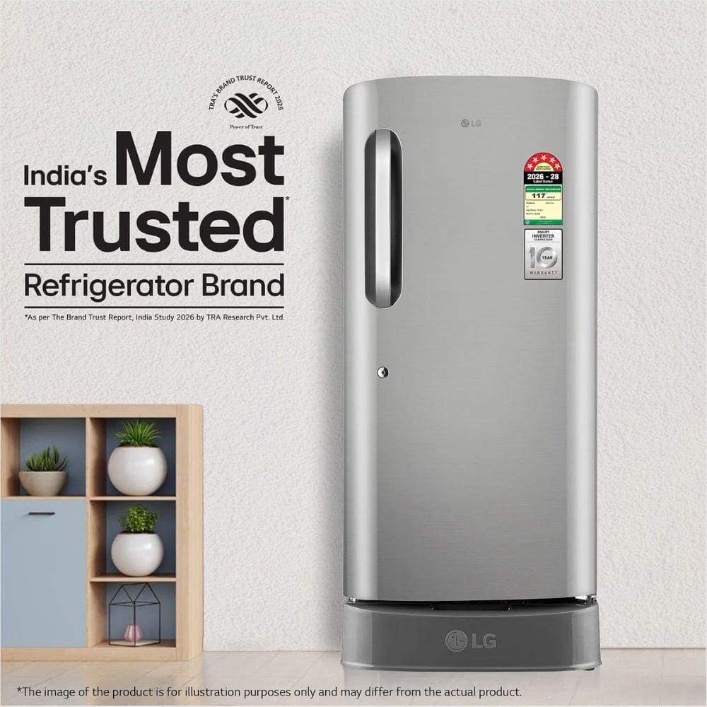 LG 210 Ltrs, 5 Star Smart Inverter Direct Cool Single Door Refrigerator (GLD2256ZAPZ, Shiny Steel)