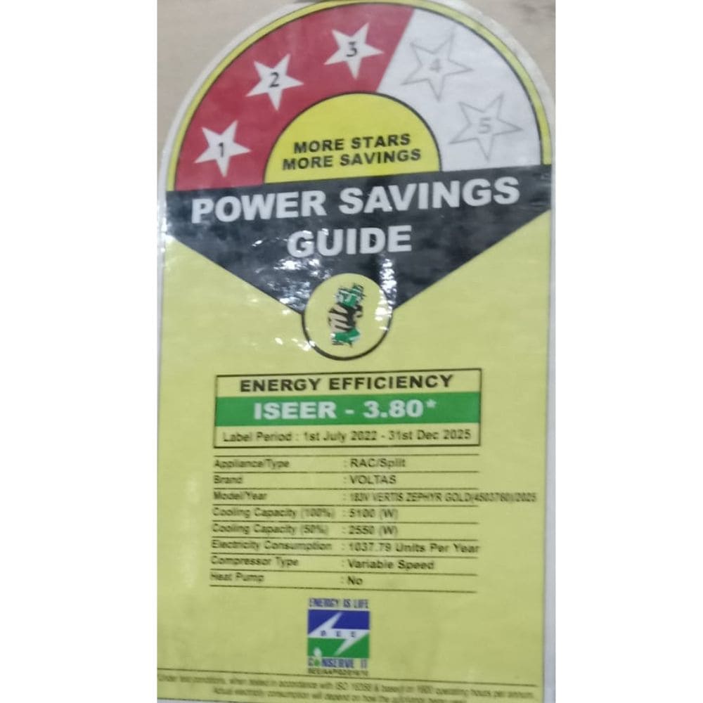 Voltas 1.5 Ton 3 Star Inverter Split Air Conditioner (SAC 183V VERTIS ZEST AI GOLD)