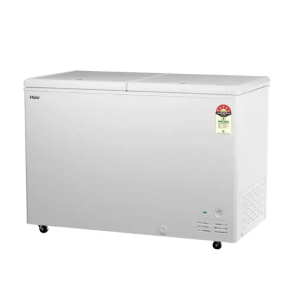 Haier HFC-410DPW5, 410 Ltrs 5 Star Double Door Hard Top Convertible Deep Freezer, White
