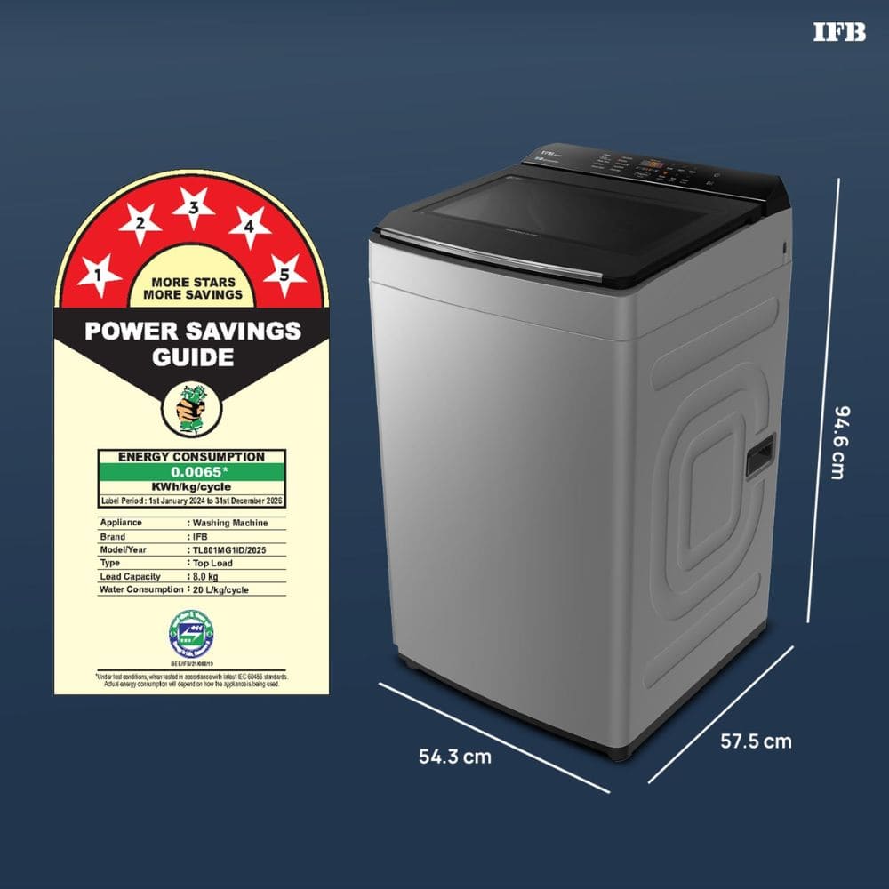IFB 8 Kg 5 star Fully-Automatic Top Load Washing Machine (TL801MG1ID, Silver)