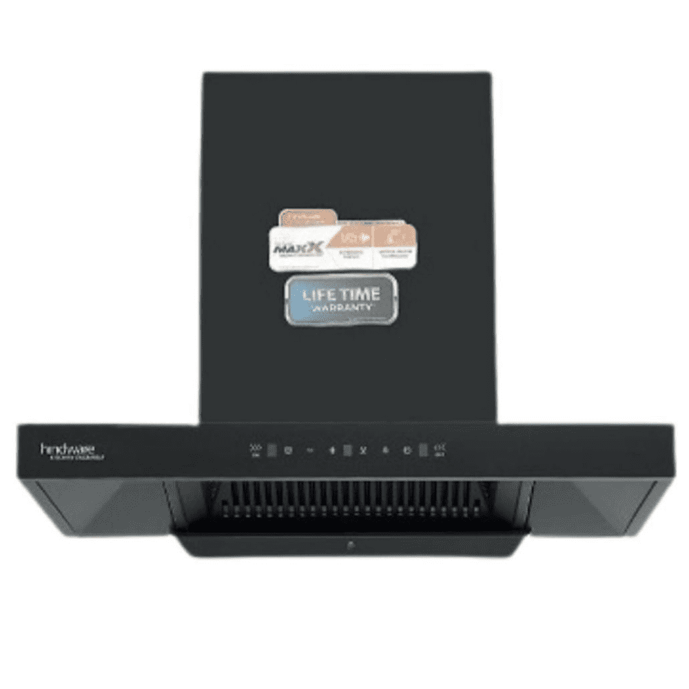 Hindware ALICIA+ HMS BLK, 75cm 1350 m3/hr Auto Clean Wall Mounted Chimney (Black)