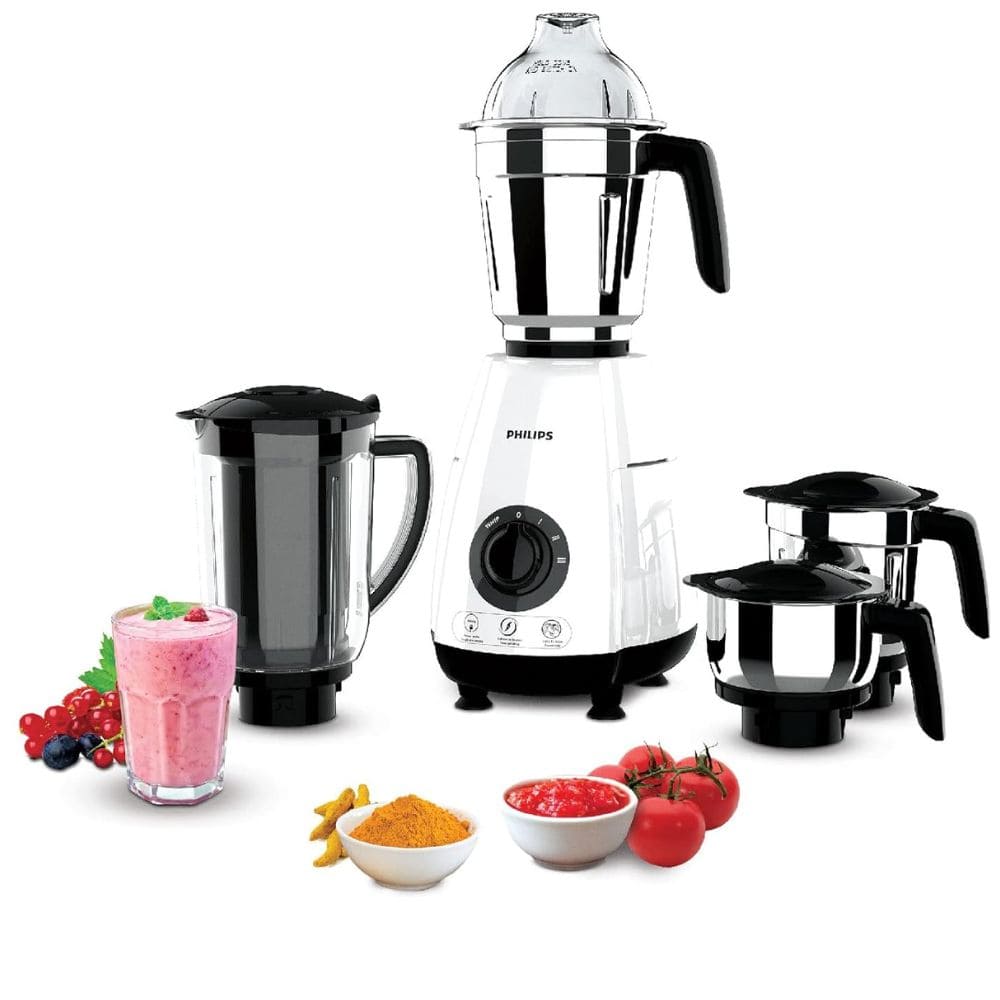 Philips 500 Watts Mixer Grinder with Jars (Hl7773/00, Blue & White)