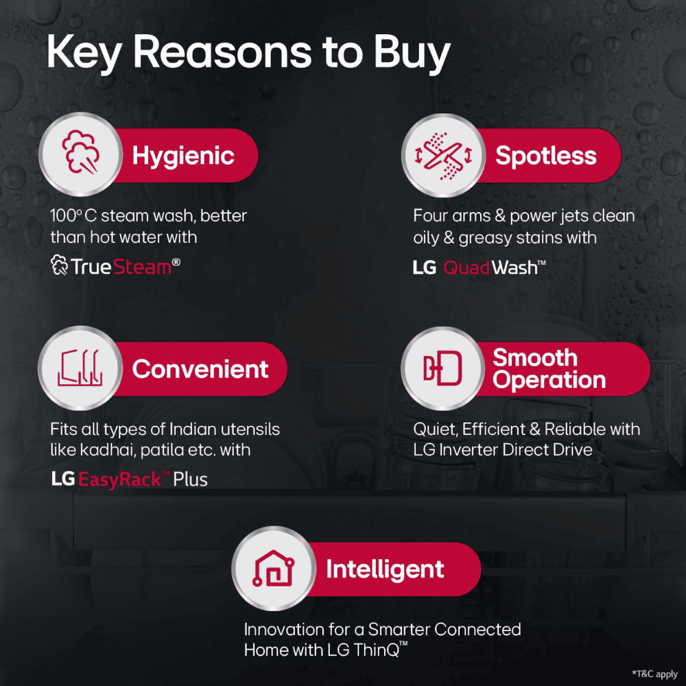 LG  14 Place Setting Free Standing Dishwasher with TrueSteam, QuadWash Easy Rack Plus (DFB424FP,Silver)