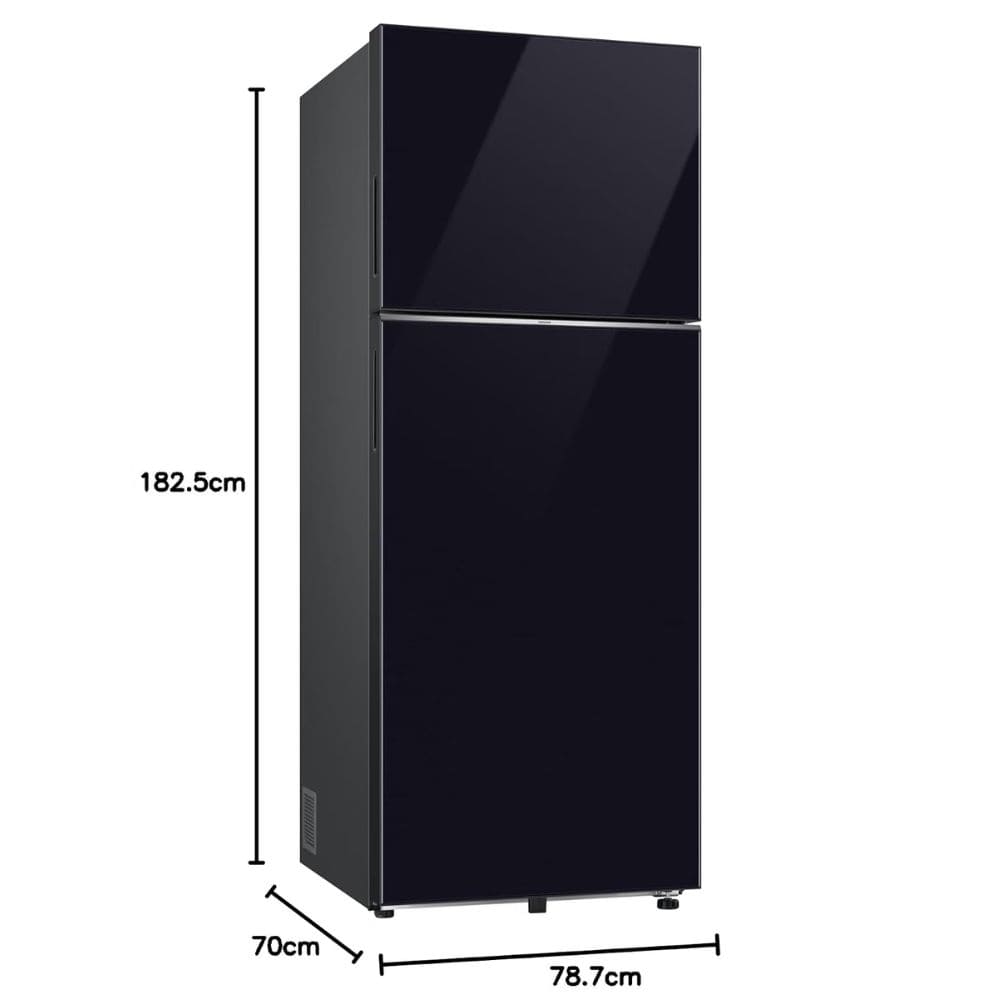 Samsung 467 Ltrs, 2 Star Convertible 5 in 1 Digital Inverter Frost Free Double Door Refrigerator (RT80H51C2BHL, Glass Finish, Clean Black)