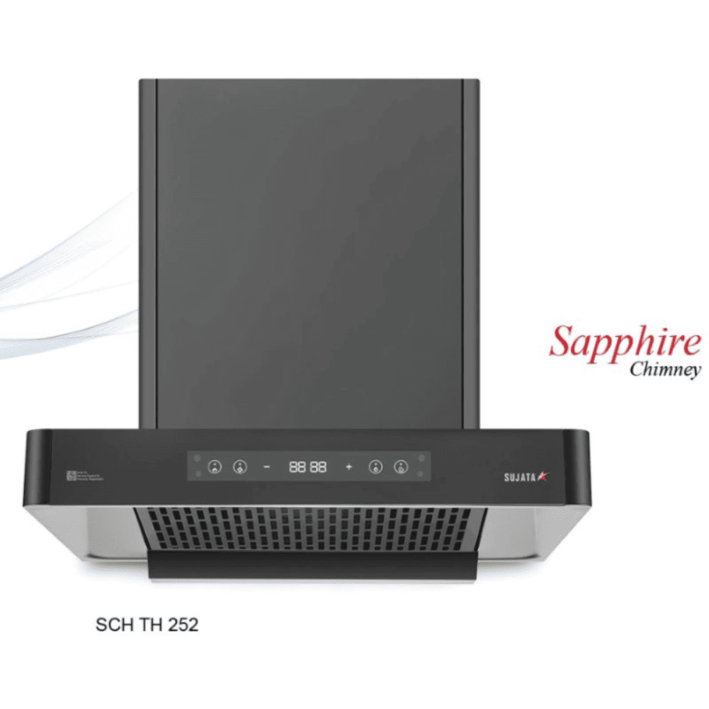 Sujata Sapphire, 90 cm 1400 m3/hr Stainless Steel Kitchen Chimney with BLDC Motor (Silver)