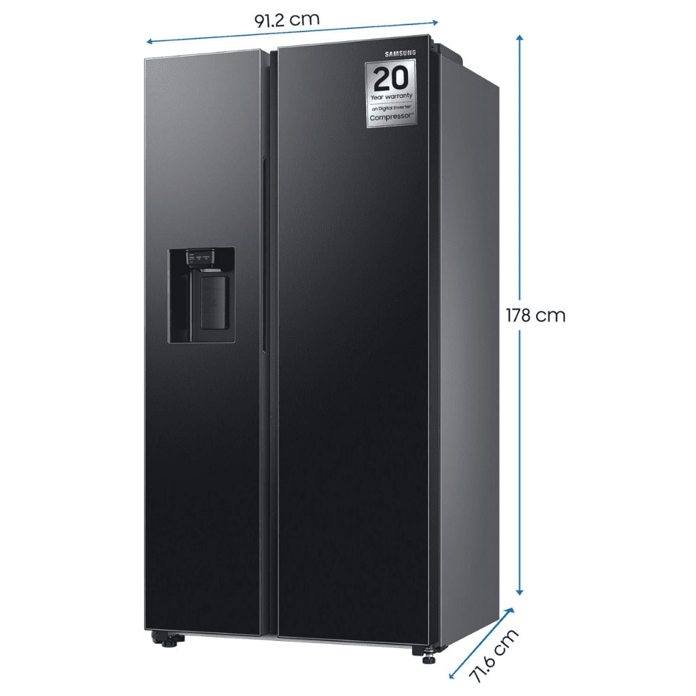 Samsung 633 Ltrs 3 Star, Inverter Frost Free, Side-by-Side Refrigerator (RS78CG8543B1)