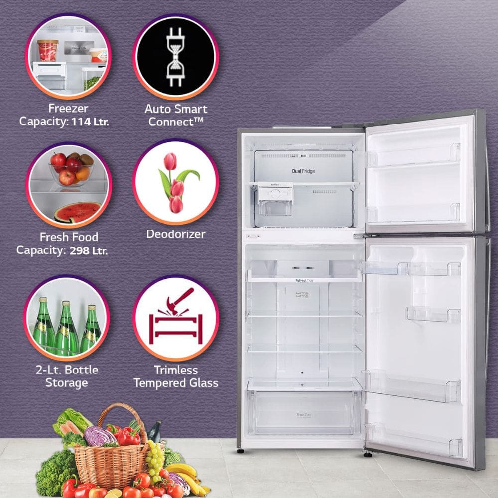 LG 466 Ltrs 1 Star, Inverter Frost Free, Double Door Refrigerator (GL-T492NPZR)