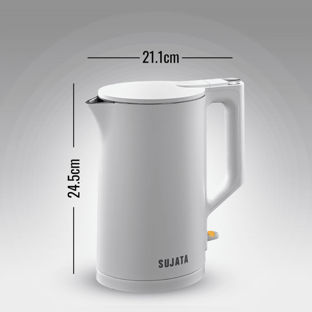 Sujata 1500 Watts 1.5 Litres Stainless Steel Electric Kettle (EK01,White)
