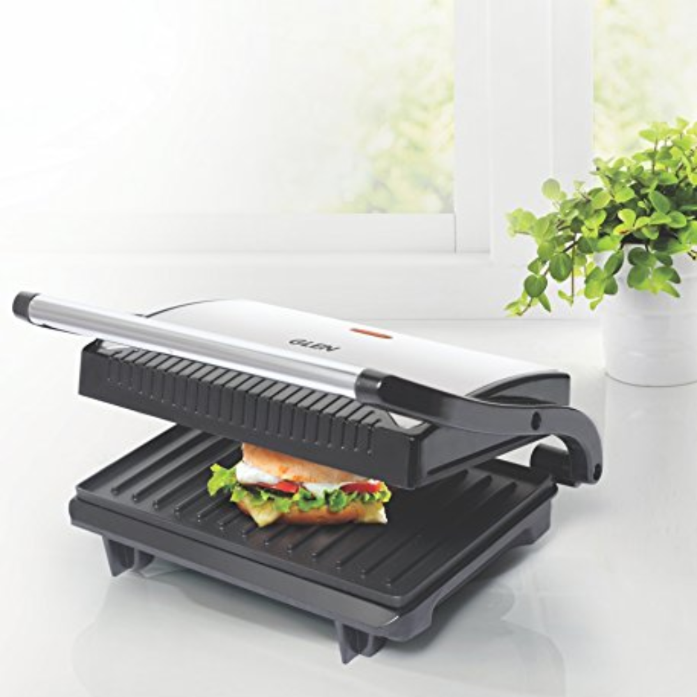Glen GL3029, 700 Watts Electric Sandwich Maker, Grill and Toast with Non Stick Coating Plates (Black)