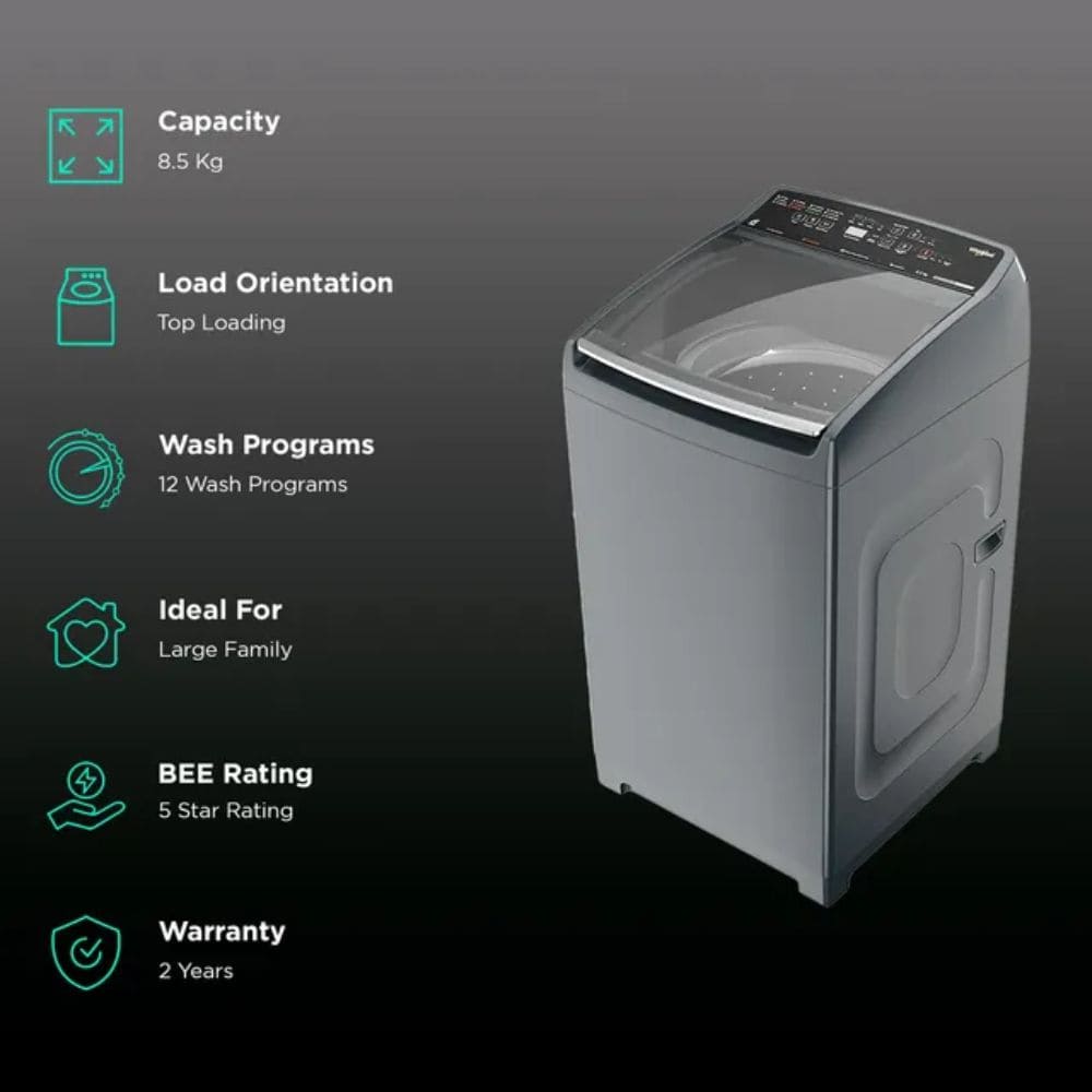 Whirlpool 8.5 Kg 5 Star Fully-Automatic Top Load Washing Machine (SW PRO PLUS H 8.5 Grey)