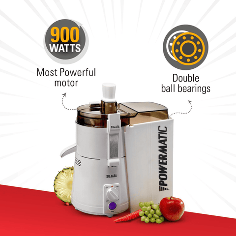 Sujata 900 Watts Powermatic Juicer (White)