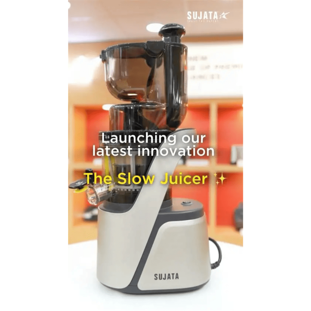 Sujata 250 Watts Cold Press Slow Juicer with 2 Jars (SJ01, Black silver)