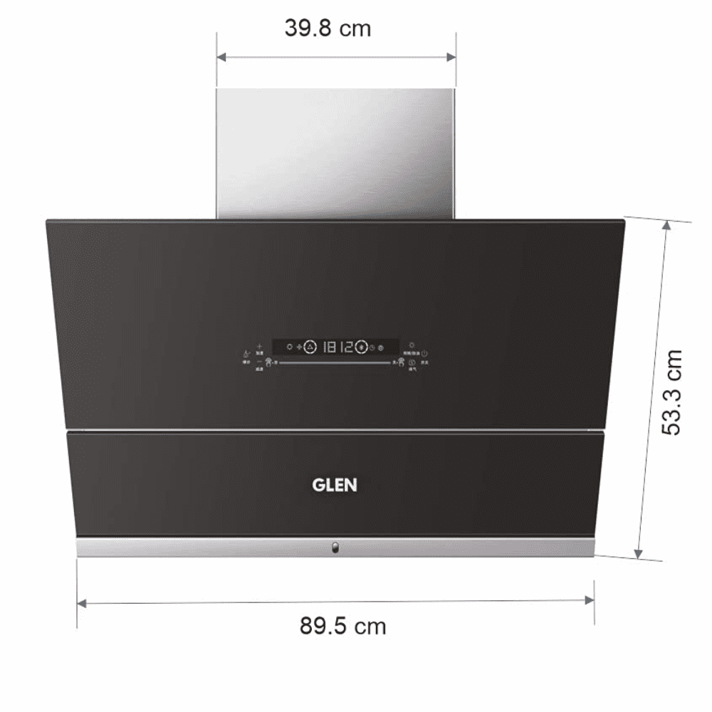 Glen 6074, 90 cm 1400 m3/hr Auto Clean Vertical Glass Kitchen Chimney, Filterless Technology (Black)