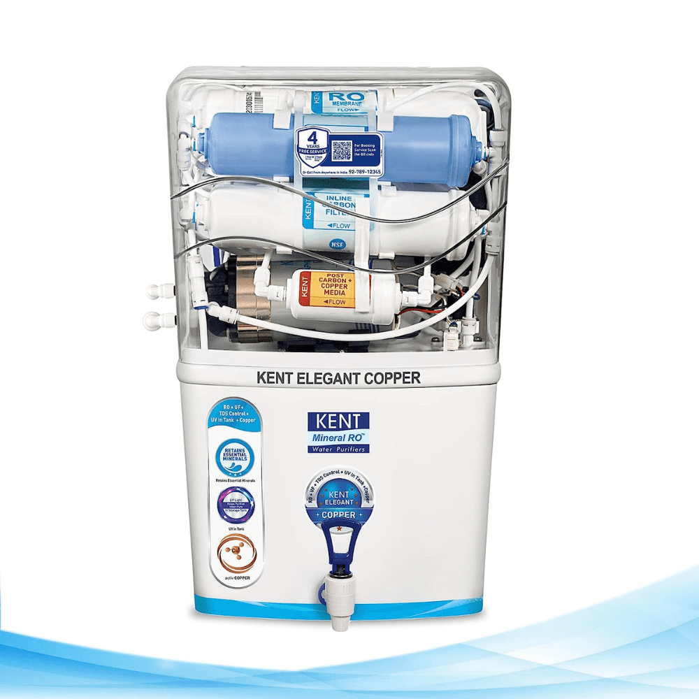 Kent Elegant Copper, 8 Ltrs RO+UF + Copper + TDS Control Wall Mountable Water Purifier, White