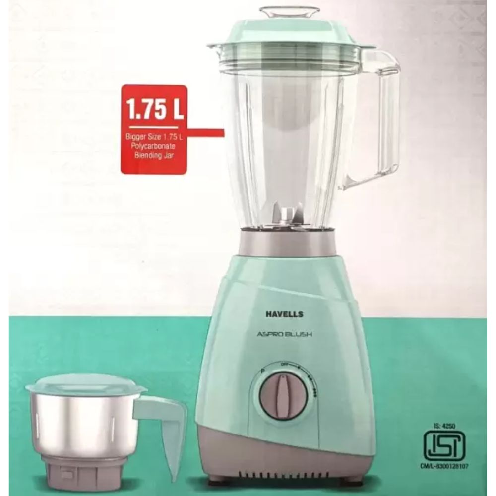 Havells MG ASPRO Blush, 400 Watt 2 Jars Mixer Grinder (Blush Blue)