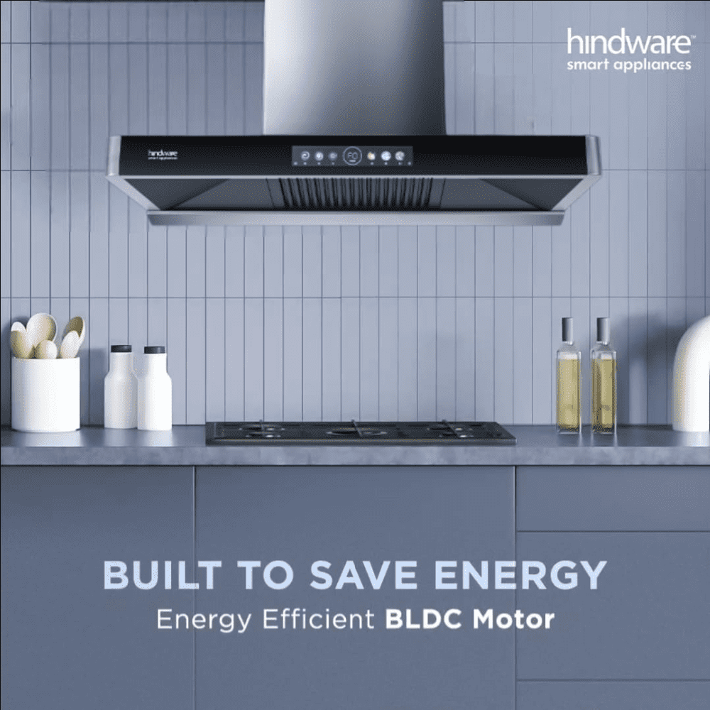 Hindware MARCELLA, 90 cm 1700 m3/hr Auto Clean Wall Mounted Chimney with Filterless Technology (Grey)