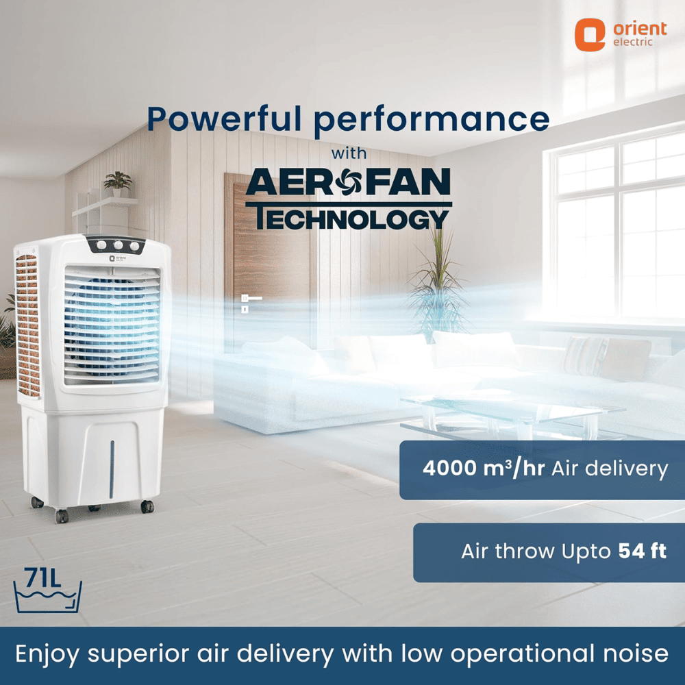 Orient 71 Ltrs Tornado Desert Air Cooler (CD7101H, Black & Gold)