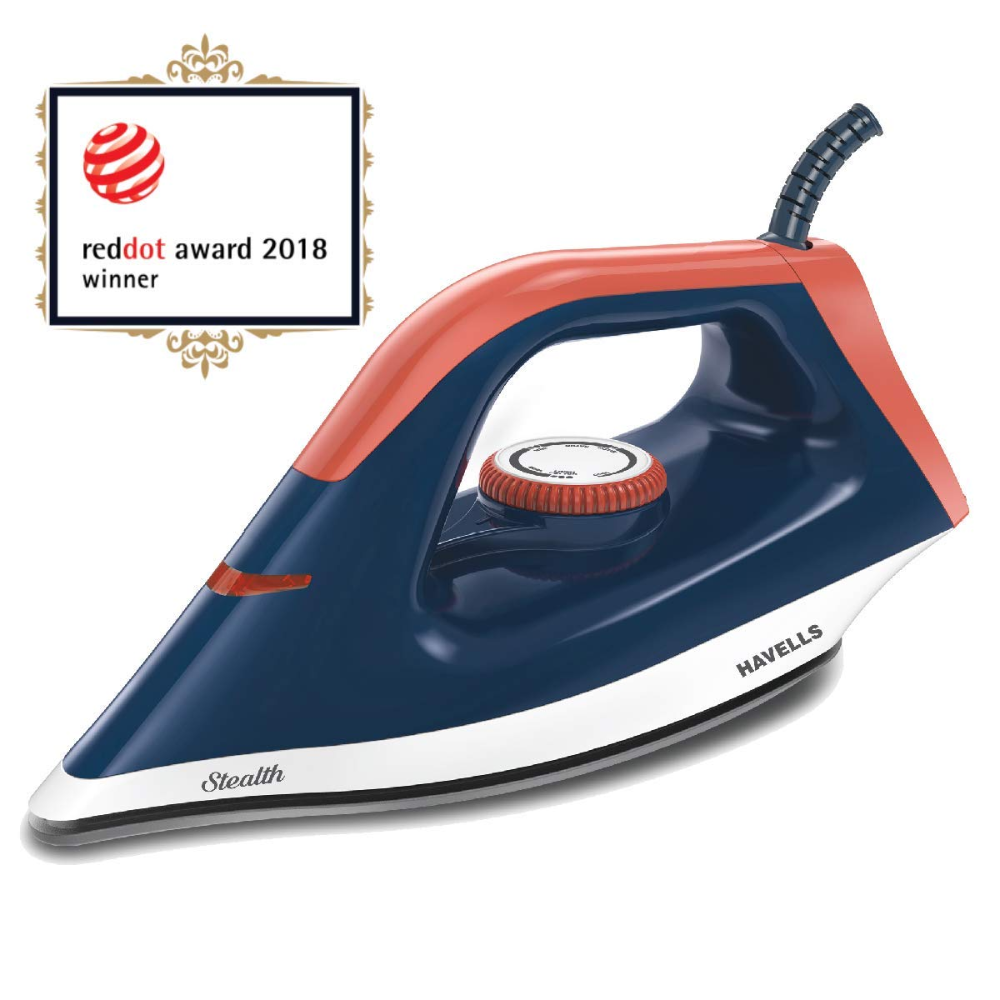 Havells ABS Stealth, 1000 Watts Dry Iron with American Heritage Non Stick Sole Plate (Blue)