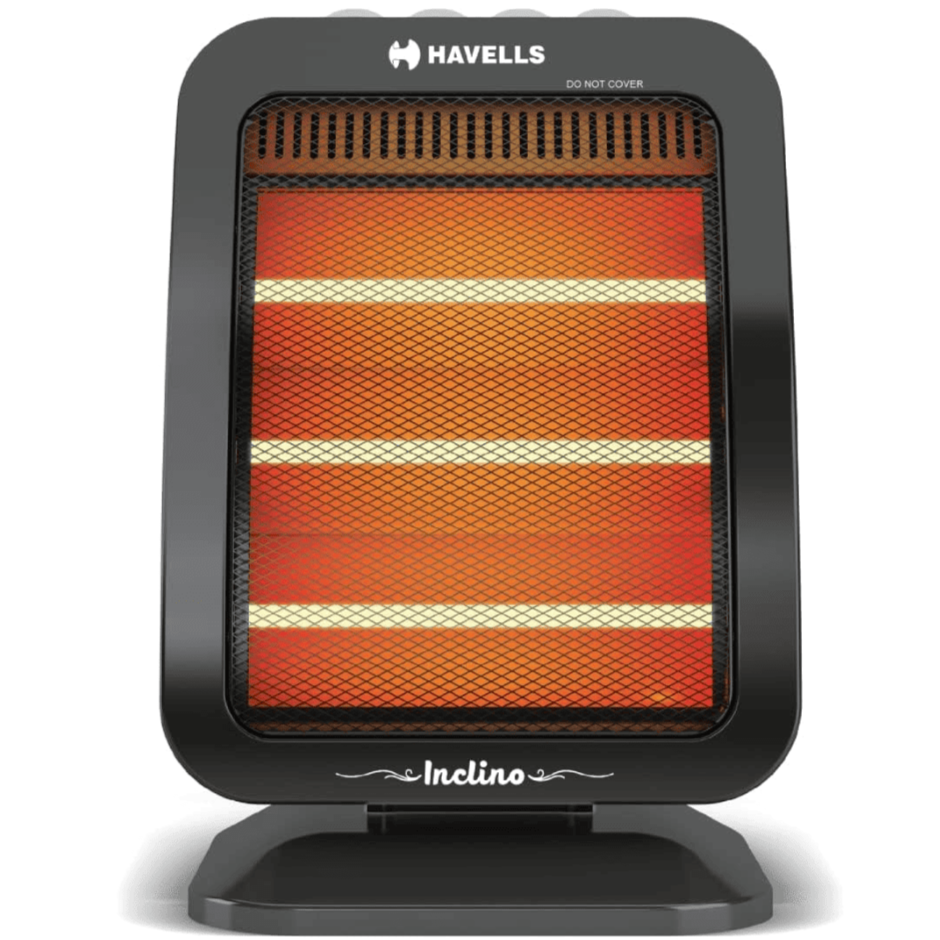 Havells 1200 Watts 3 Rod Halogen Room Heater (Inclino, Black)