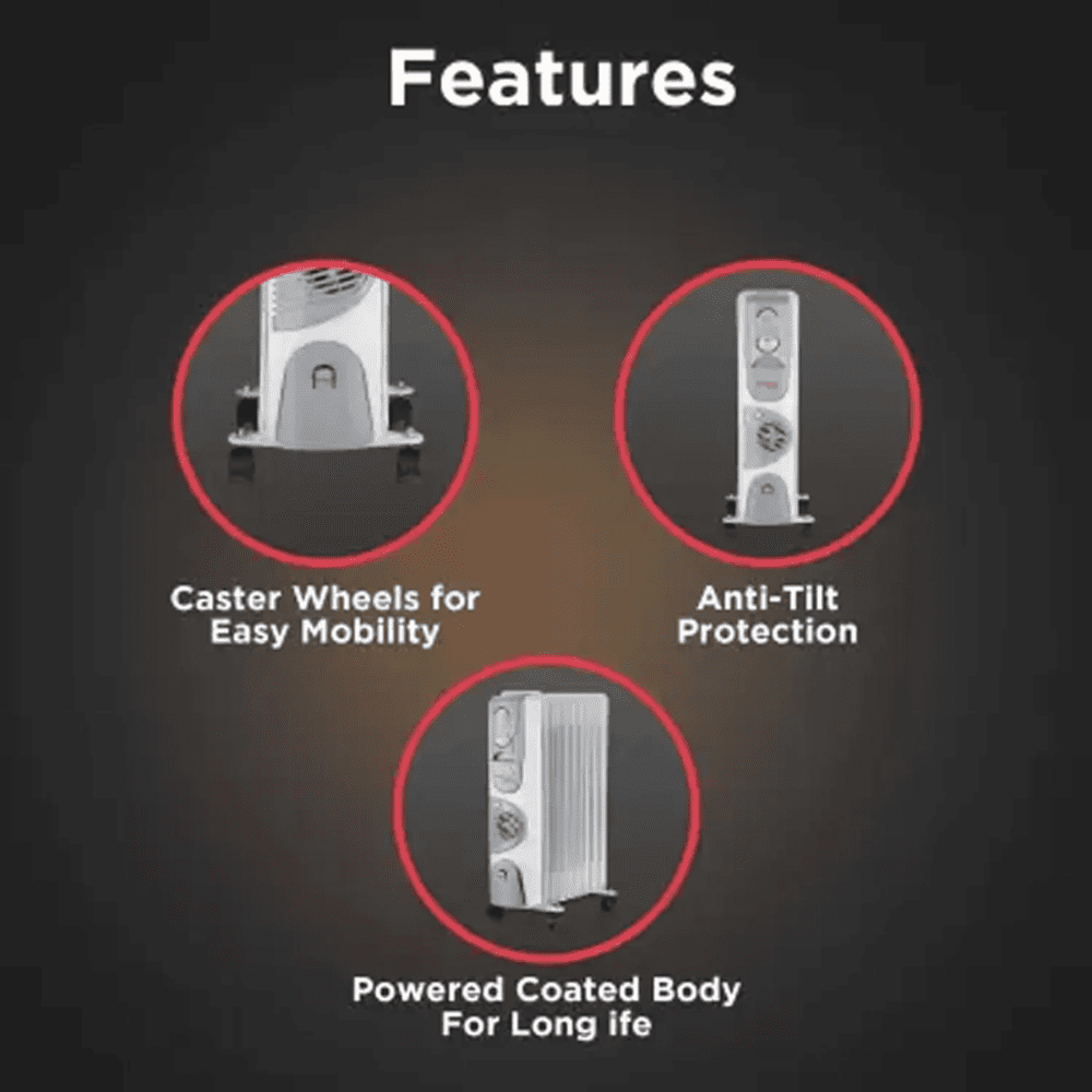 Hindware Atlantic SALOME 11 Fins, 2900 Watts Oil Filled Radiator Room Heater Heater (Atlantic SALOME11f, Grey)