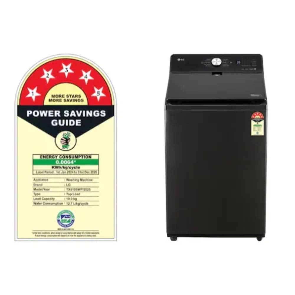 LG 10 Kg 5 Star Fully-Automatic Top Load Washing Machine (TX510SWP,Black)